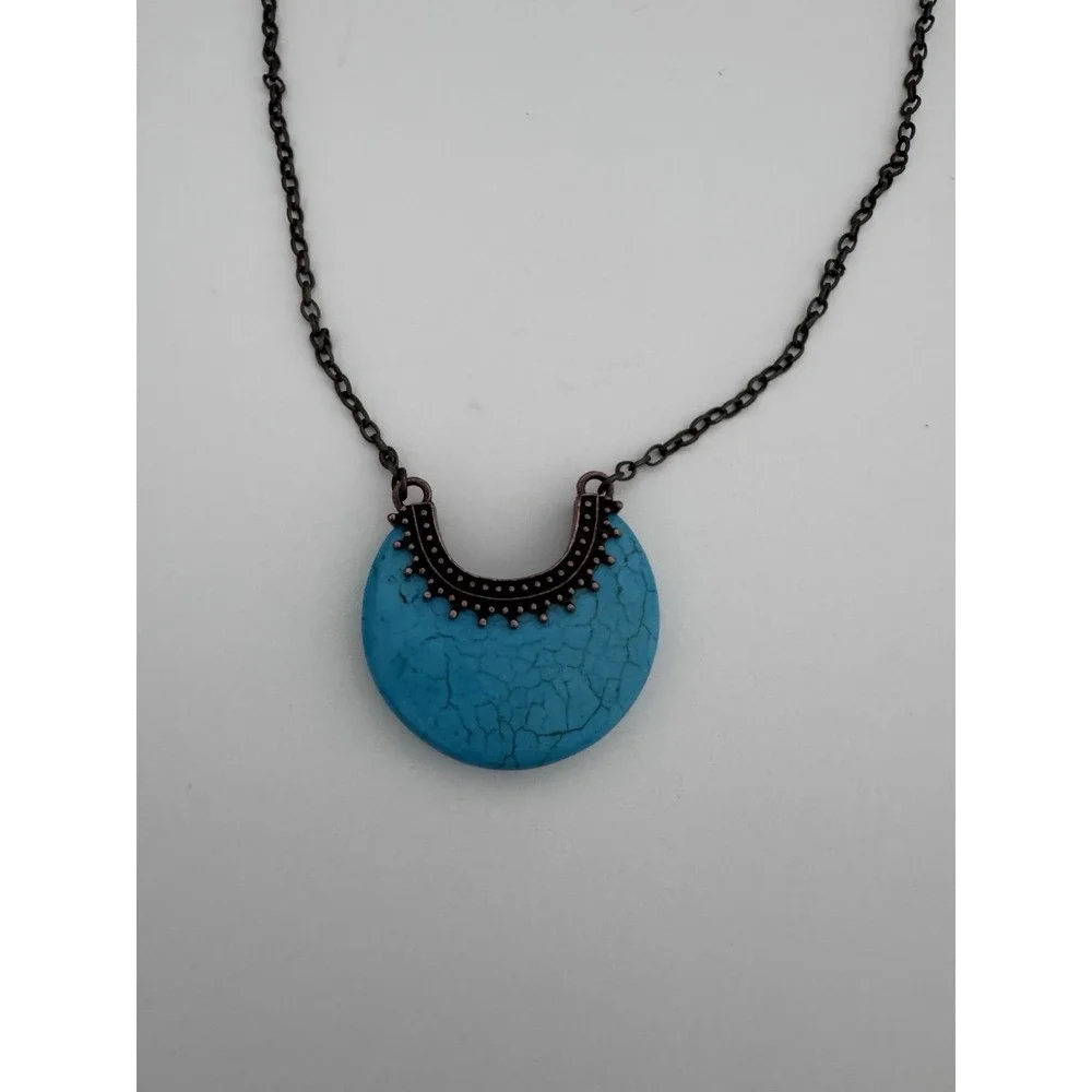 Turquoise style necklace womens Bronze tone boho chick southwestern